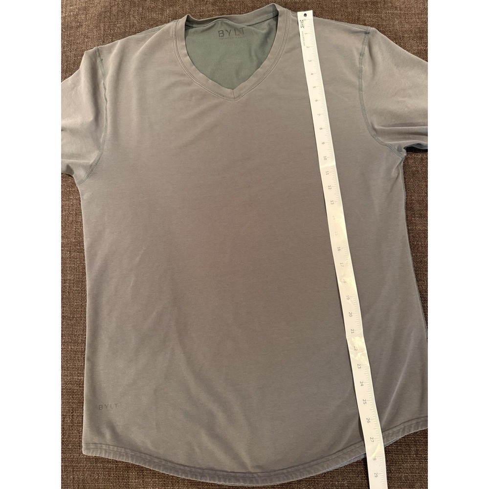 BYLT Shirt Mens Medium Gray V-Neck Short Sleeve Lightweight Tagless Casual Tee - Picture 7 of 14